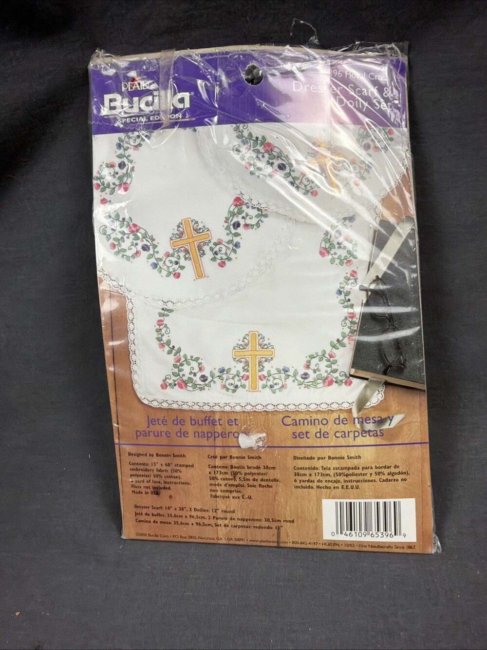 Bucilla Floral Cross Dresser Scarf & Doily Embroidery Set Cross Stitch New Open
